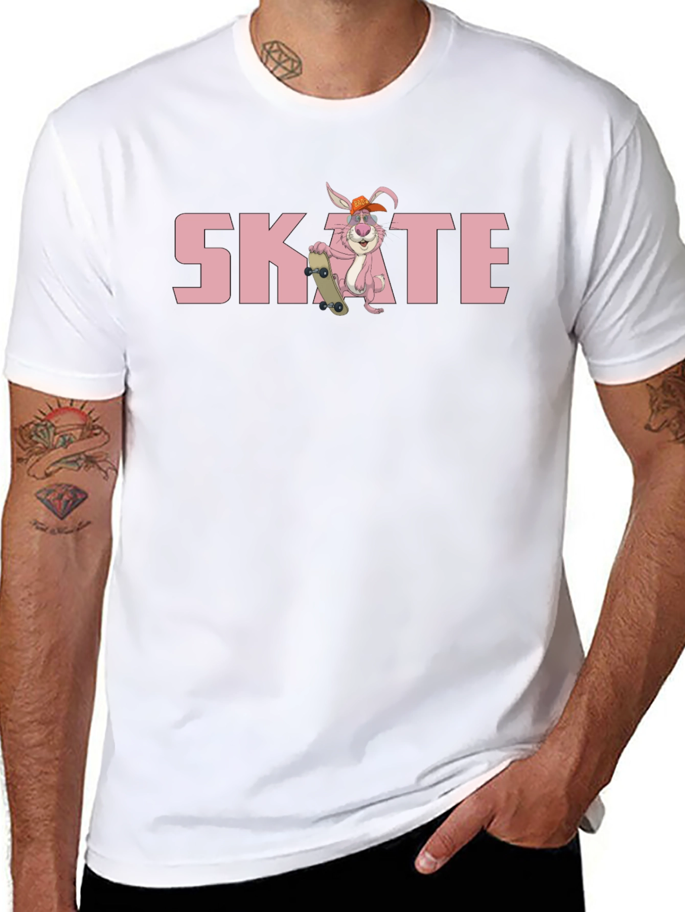Camiseta Negra con Diseño de Conejo Skate