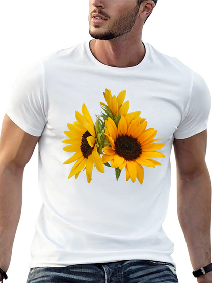 Camiseta Negra con Girasoles Estampados