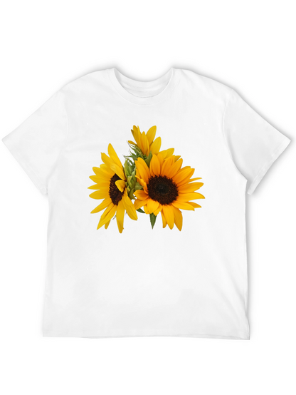 Camiseta Negra con Girasoles Estampados