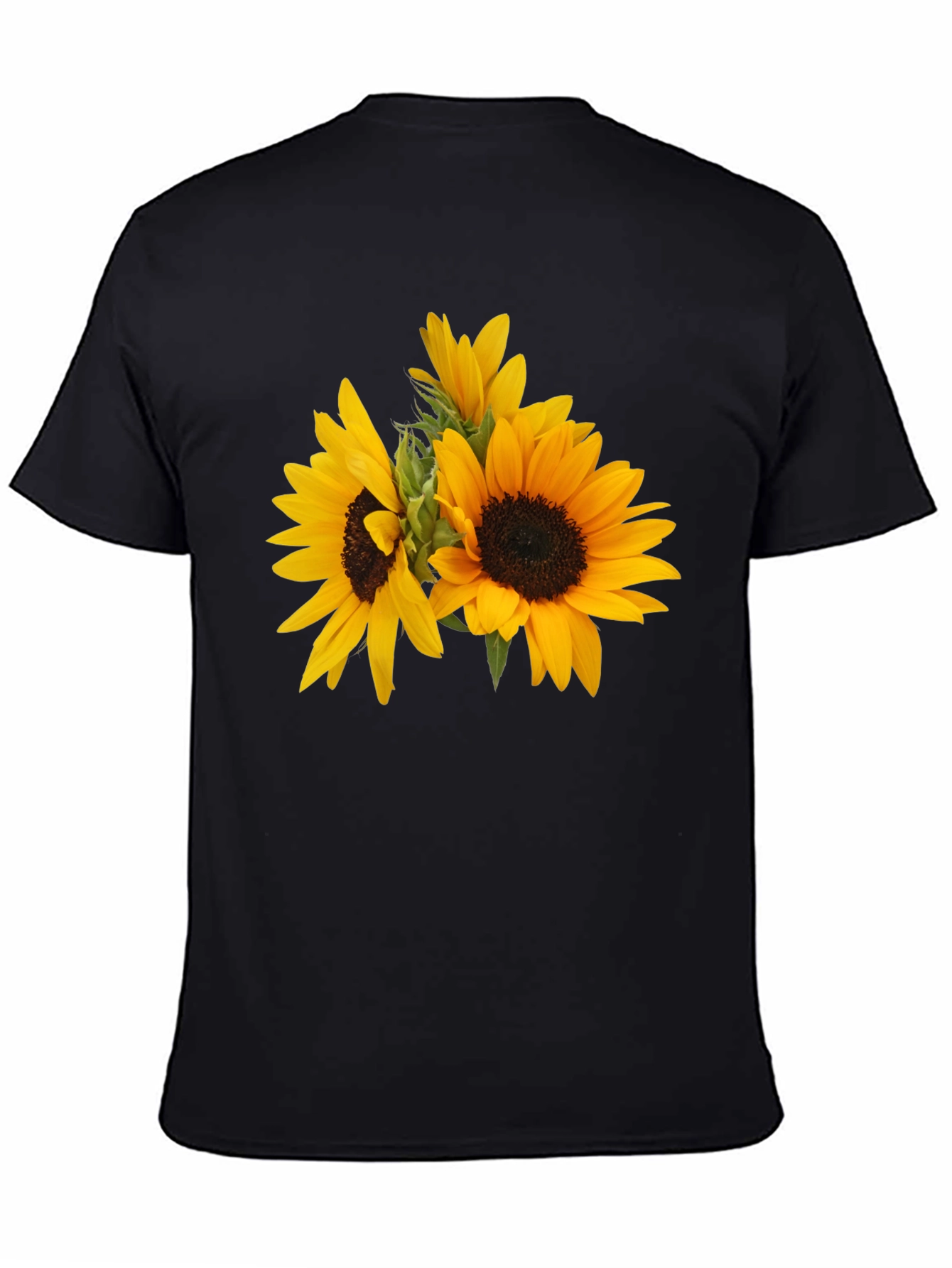 Camiseta Negra con Girasoles Estampados