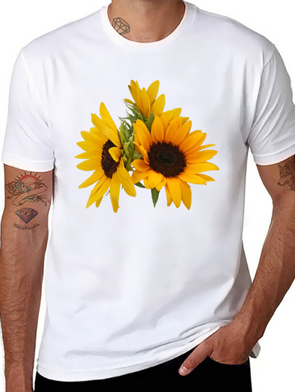 Camiseta Negra con Girasoles Estampados
