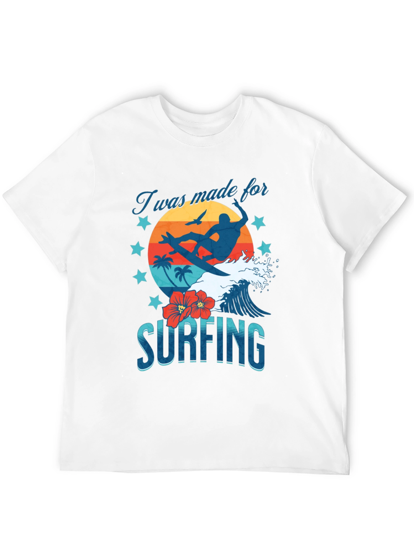 Camiseta Negra Estampada Surfing