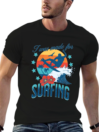Camiseta Negra Estampada Surfing