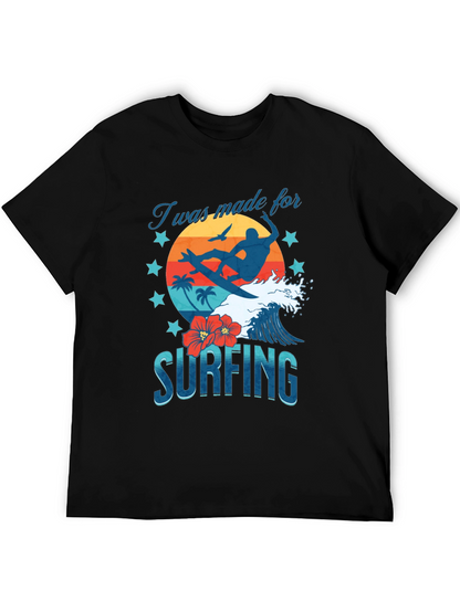 Camiseta Negra Estampada Surfing