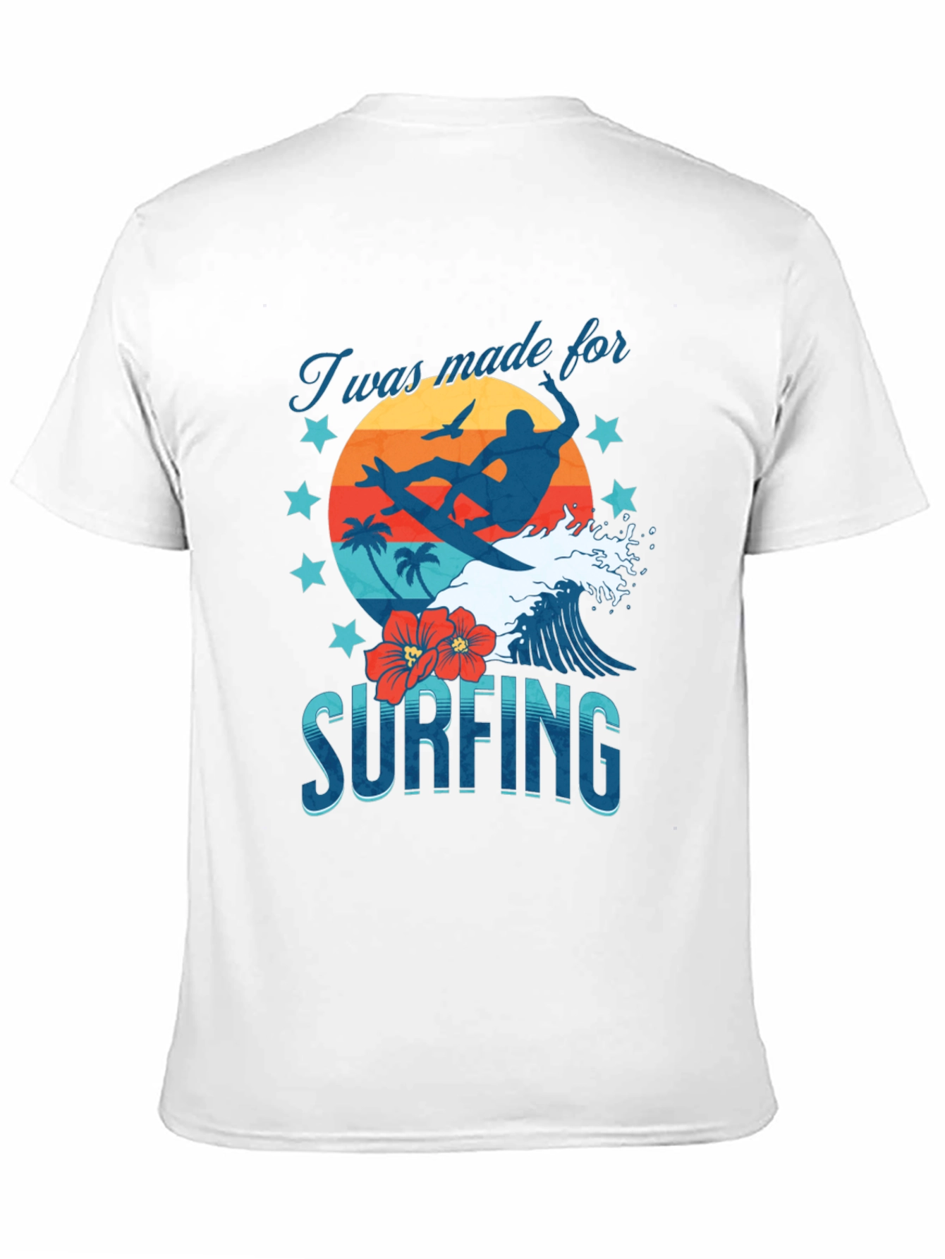 Camiseta Negra Estampada Surfing
