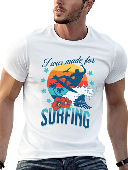 Camiseta Negra Estampada Surfing