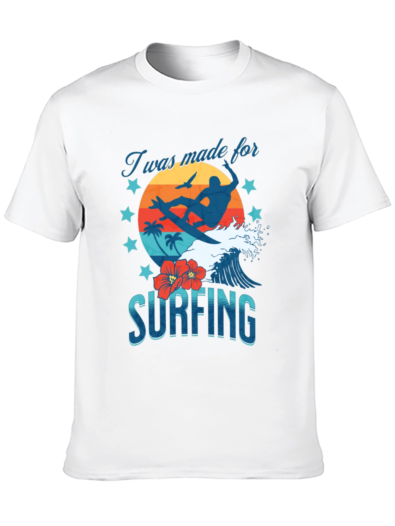 Camiseta Negra Estampada Surfing