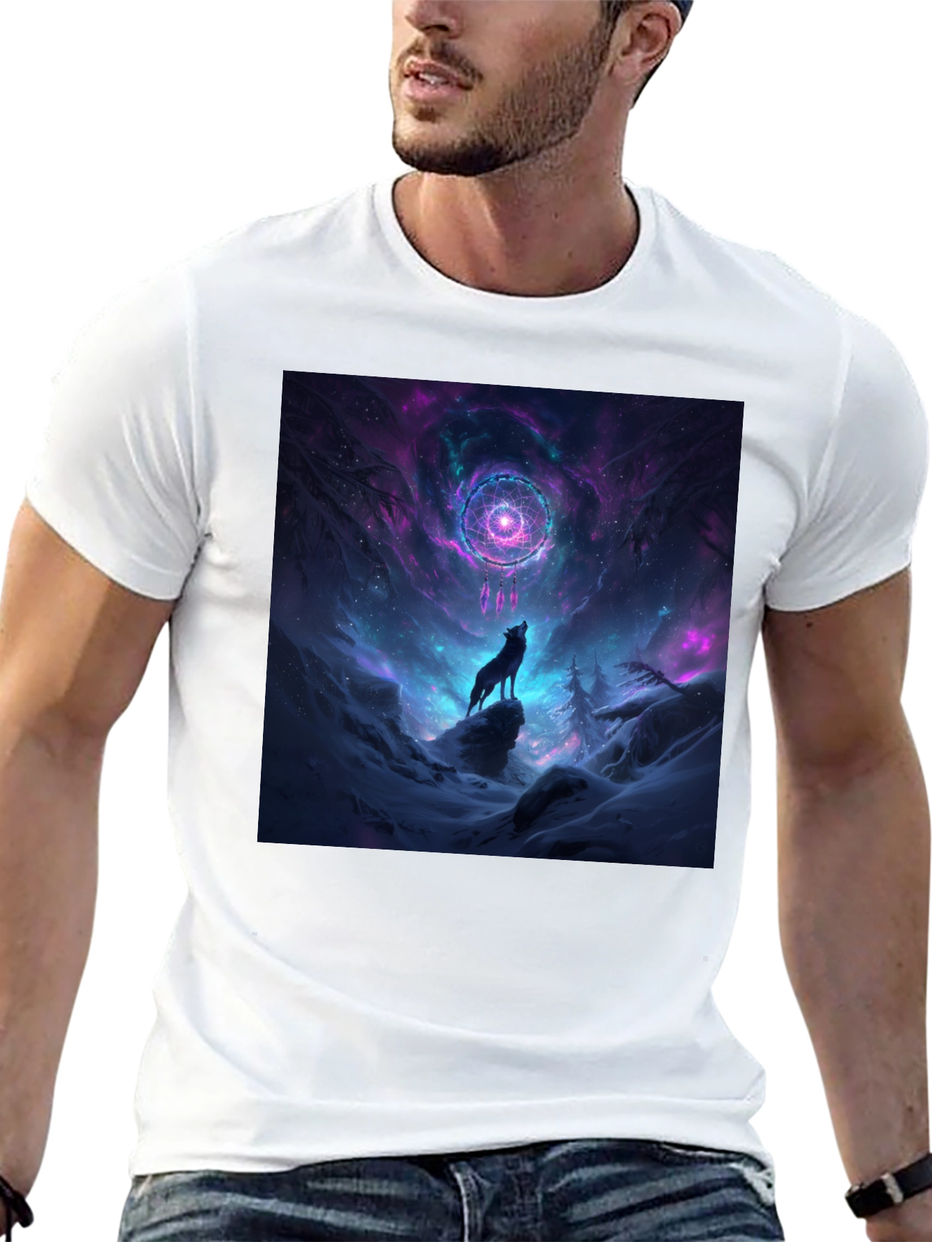 Camiseta Negra Lobo Cósmico