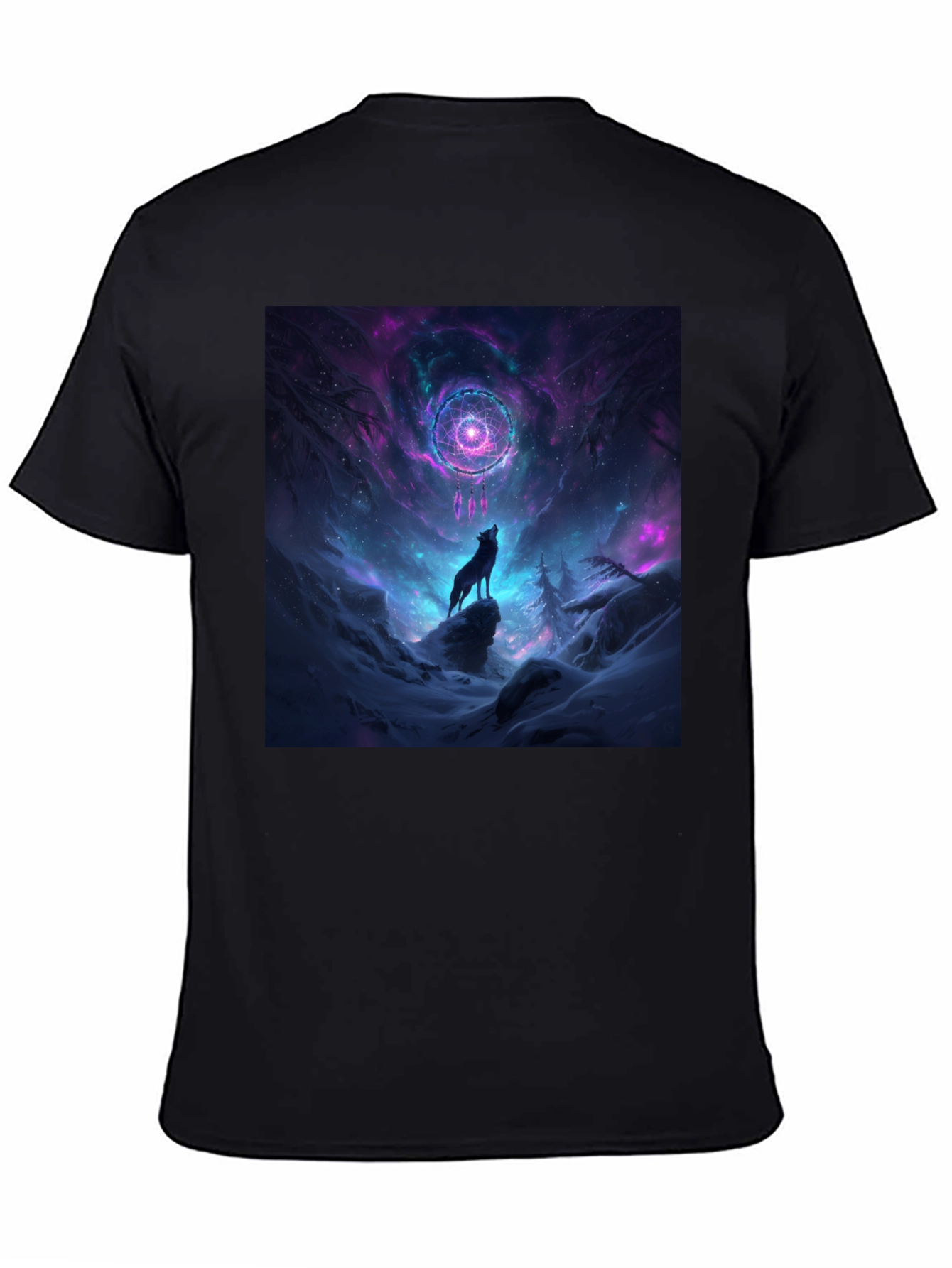 Camiseta Negra Lobo Cósmico
