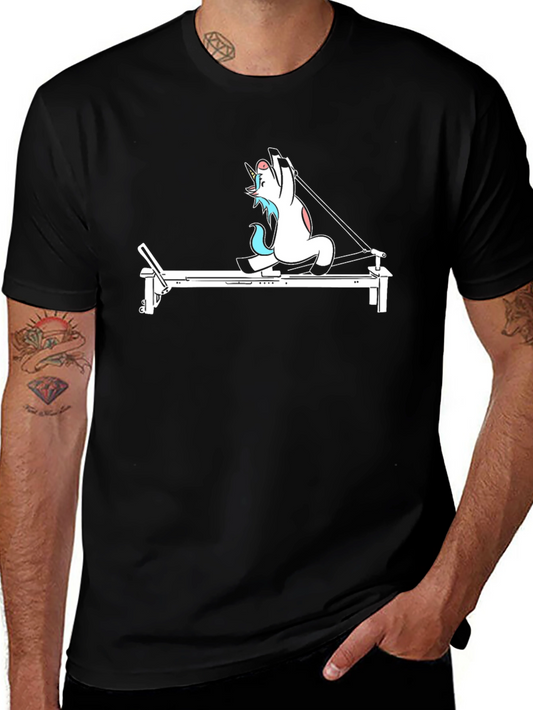 Camiseta Negra Unisex con Unicornio en Pilates