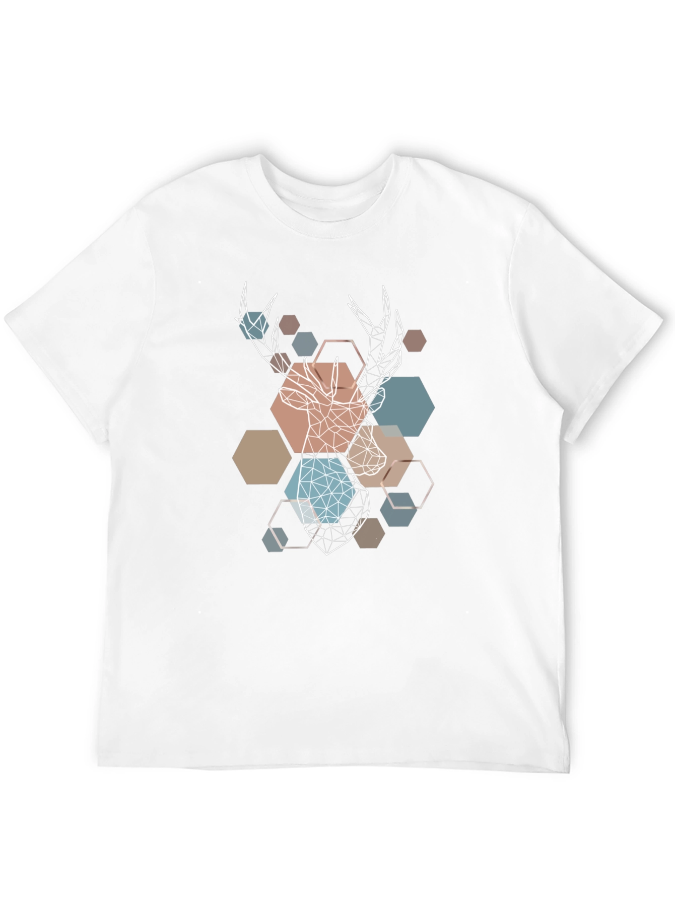 Camiseta Negra con Diseño Geométrico de Ciervo