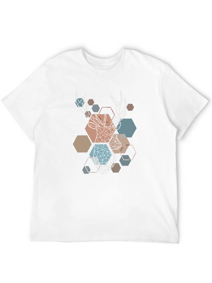 Camiseta Negra con Diseño Geométrico de Ciervo