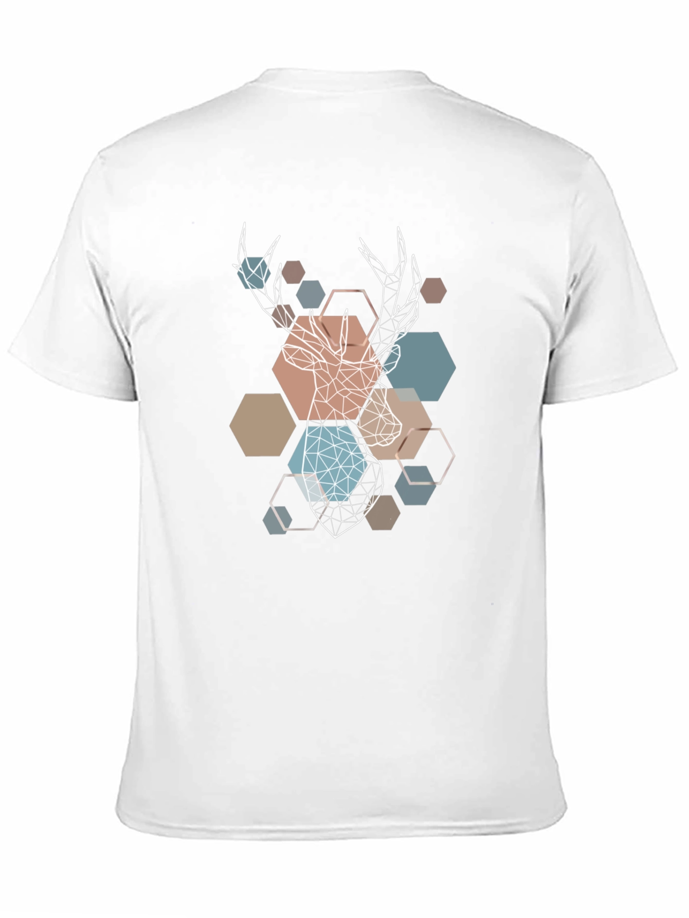 Camiseta Negra con Diseño Geométrico de Ciervo