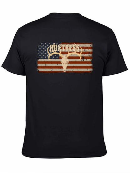 Camiseta Negra Huntress con Diseño Bandera Americana
