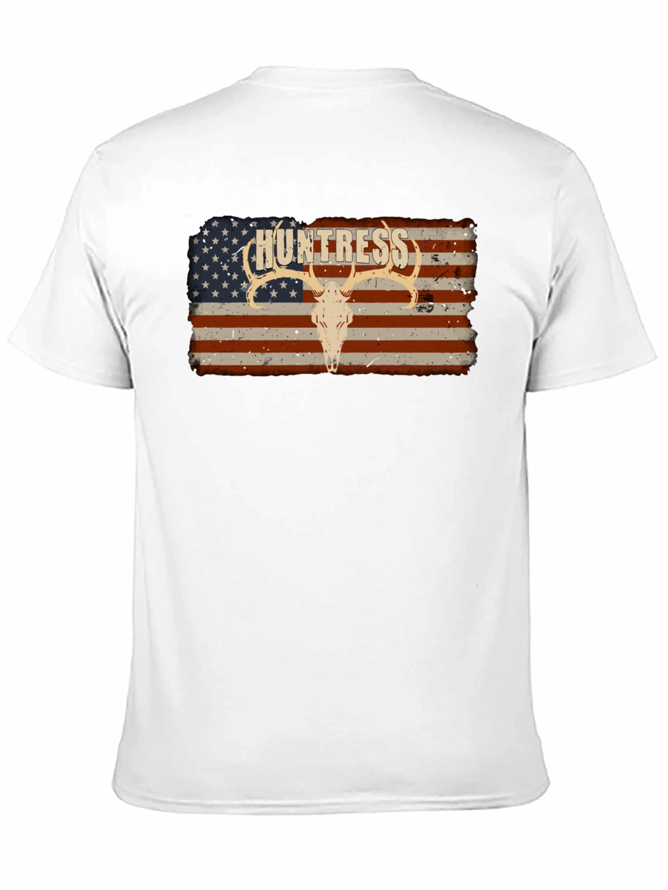Camiseta Negra Huntress con Diseño Bandera Americana