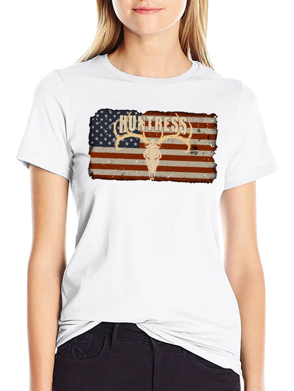 Camiseta Negra Huntress con Diseño Bandera Americana