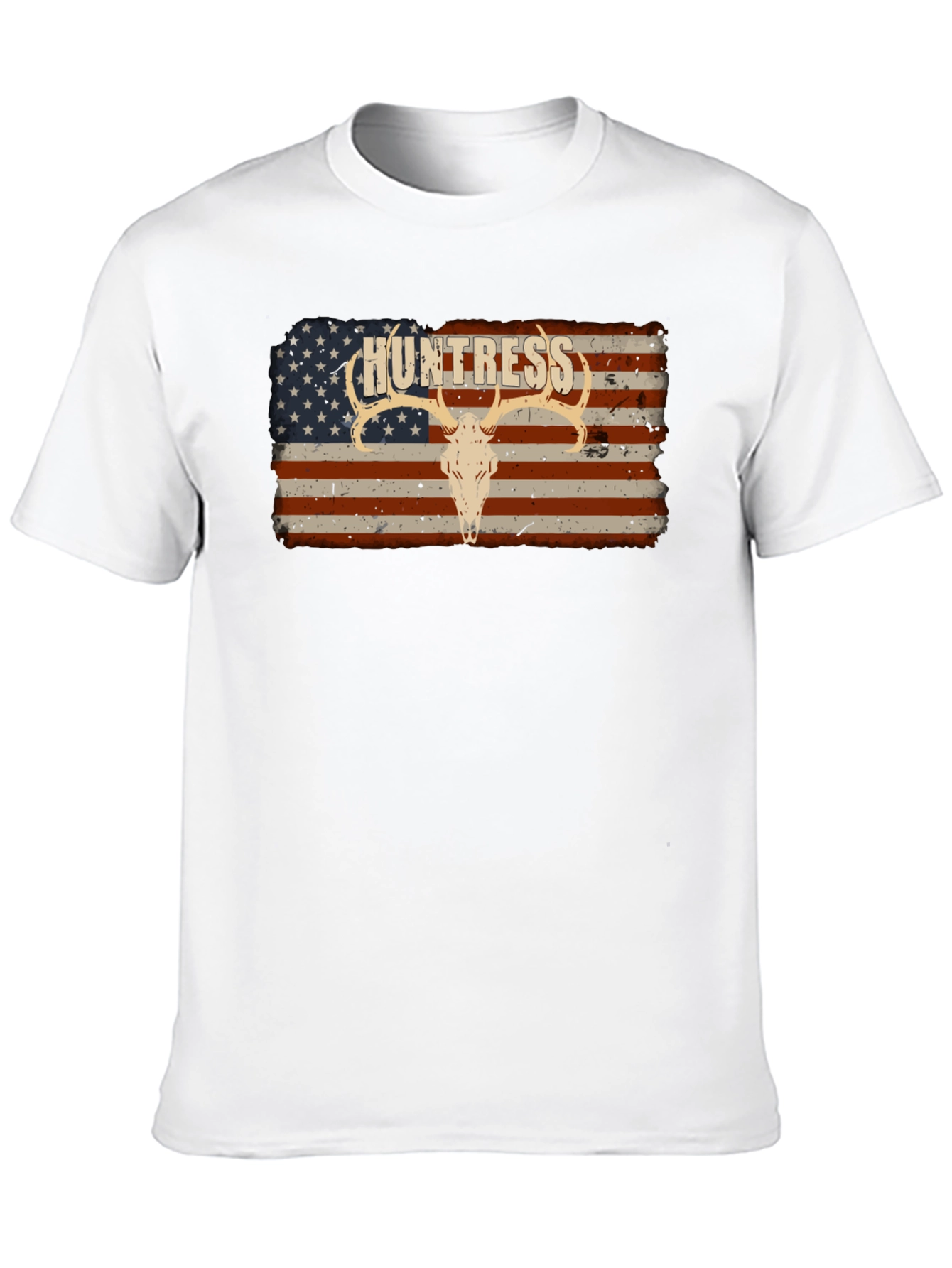 Camiseta Negra Huntress con Diseño Bandera Americana