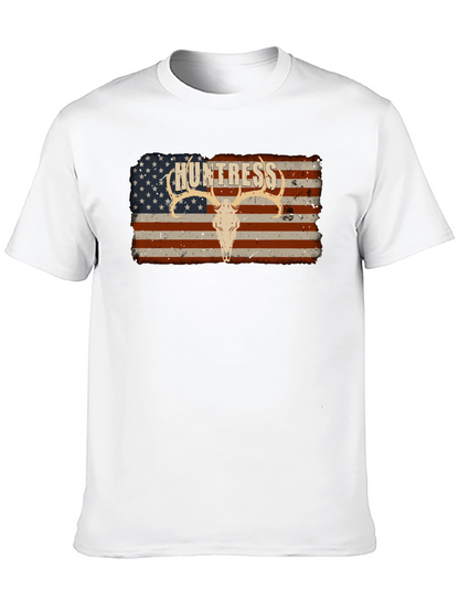 Camiseta Negra Huntress con Diseño Bandera Americana