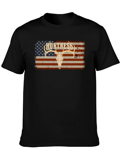 Camiseta Negra Huntress con Diseño Bandera Americana