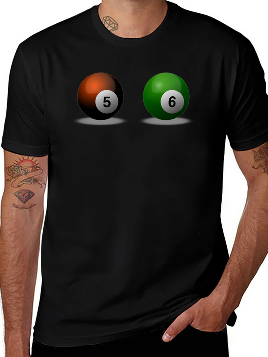 Camiseta Hombre Bolas de Billar Número 5 y 6
