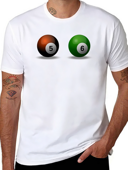 Camiseta Hombre Bolas de Billar Número 5 y 6