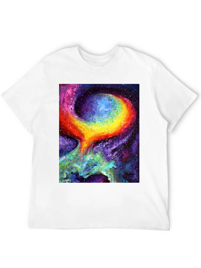 Camiseta Negra con Diseño de Galaxia Psicodélica