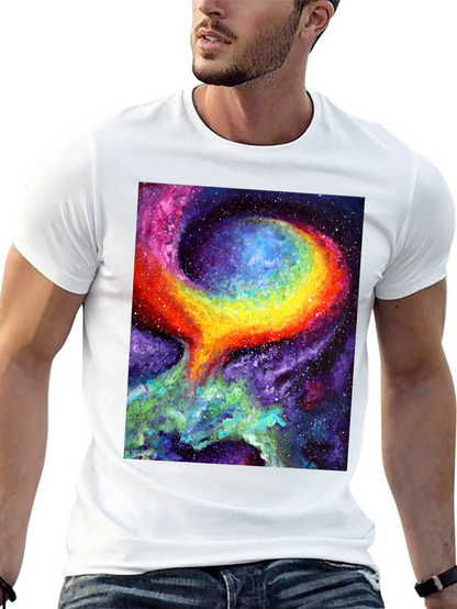 Camiseta Negra con Diseño de Galaxia Psicodélica