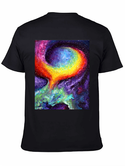 Camiseta Negra con Diseño de Galaxia Psicodélica