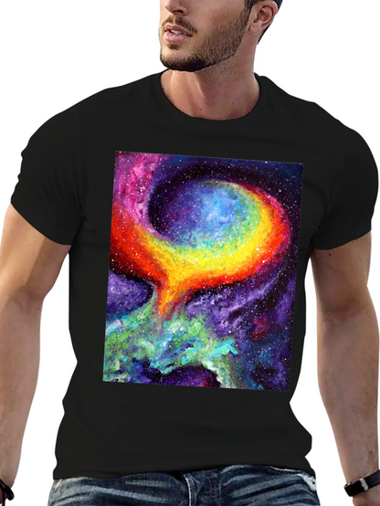 Camiseta Negra con Diseño de Galaxia Psicodélica