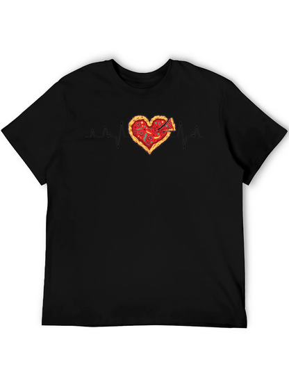 Camiseta Negra Corazón Pizza Pulso