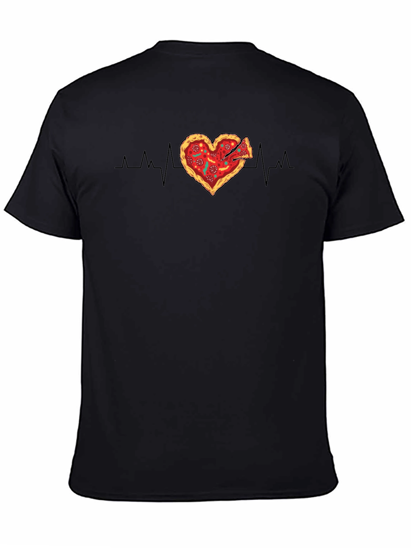 Camiseta Negra Corazón Pizza Pulso