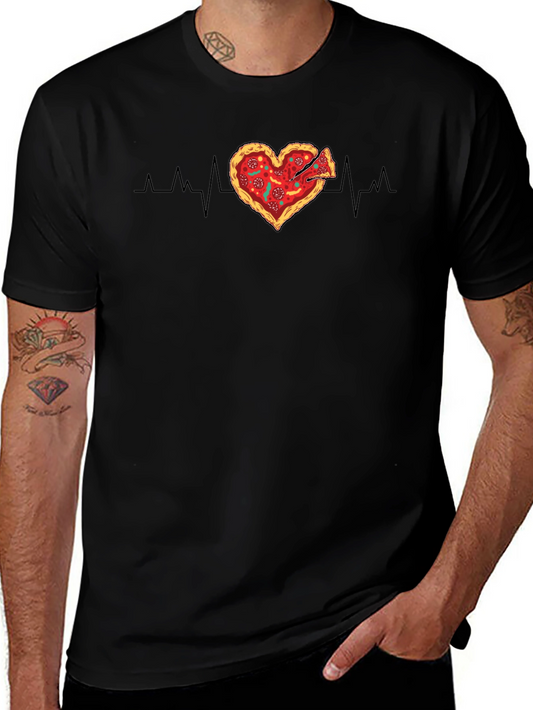 Camiseta Negra Corazón Pizza Pulso