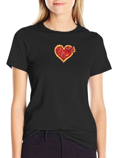 Camiseta Negra Corazón Pizza Pulso