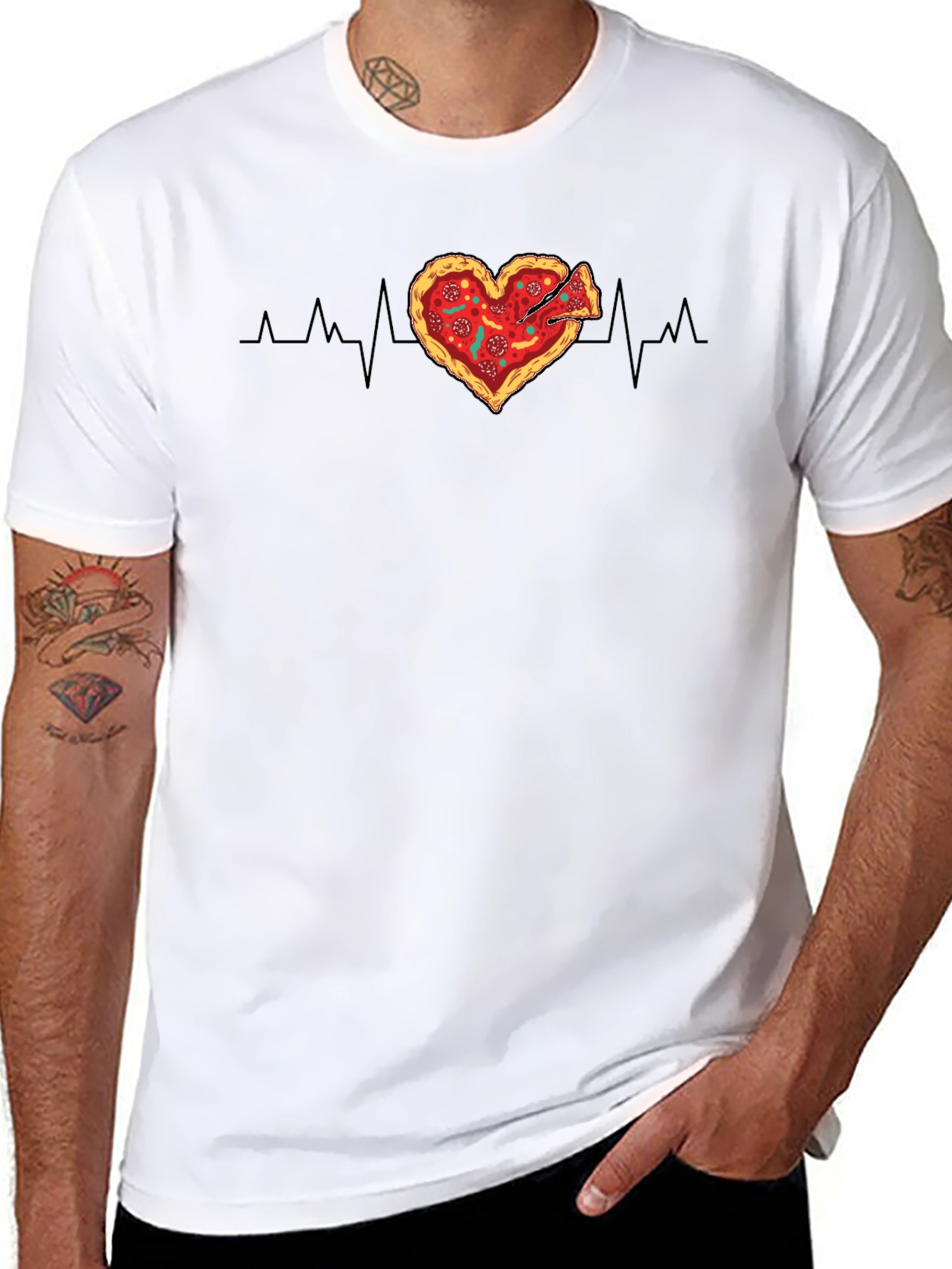 Camiseta Negra Corazón Pizza Pulso