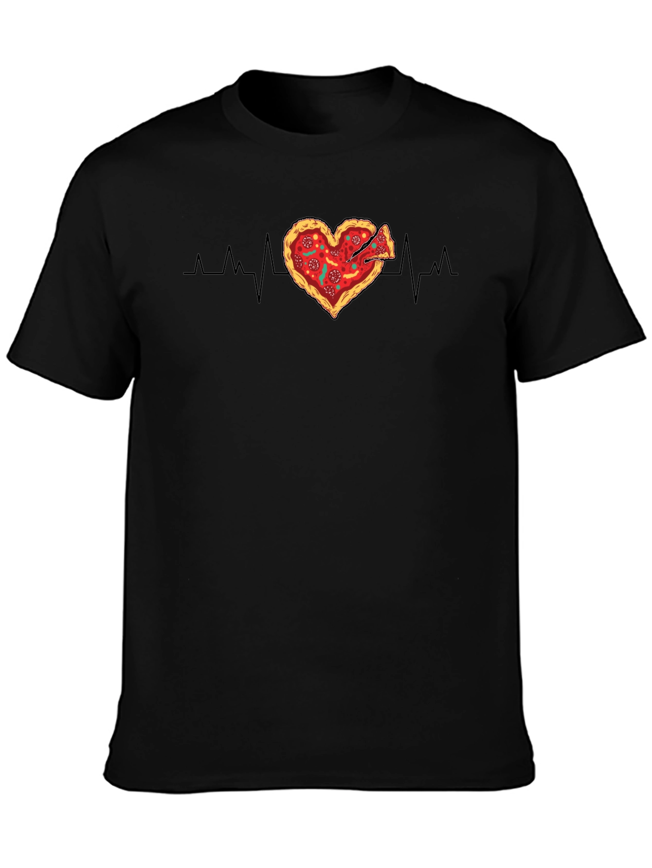 Camiseta Negra Corazón Pizza Pulso