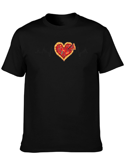 Camiseta Negra Corazón Pizza Pulso