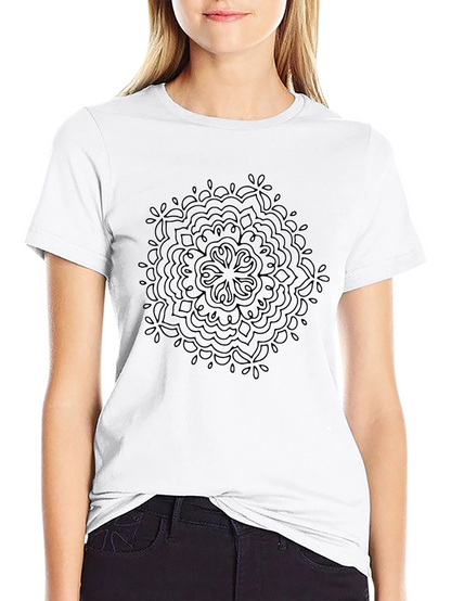 Camiseta Negra Mandala Diseño Casual Hombre