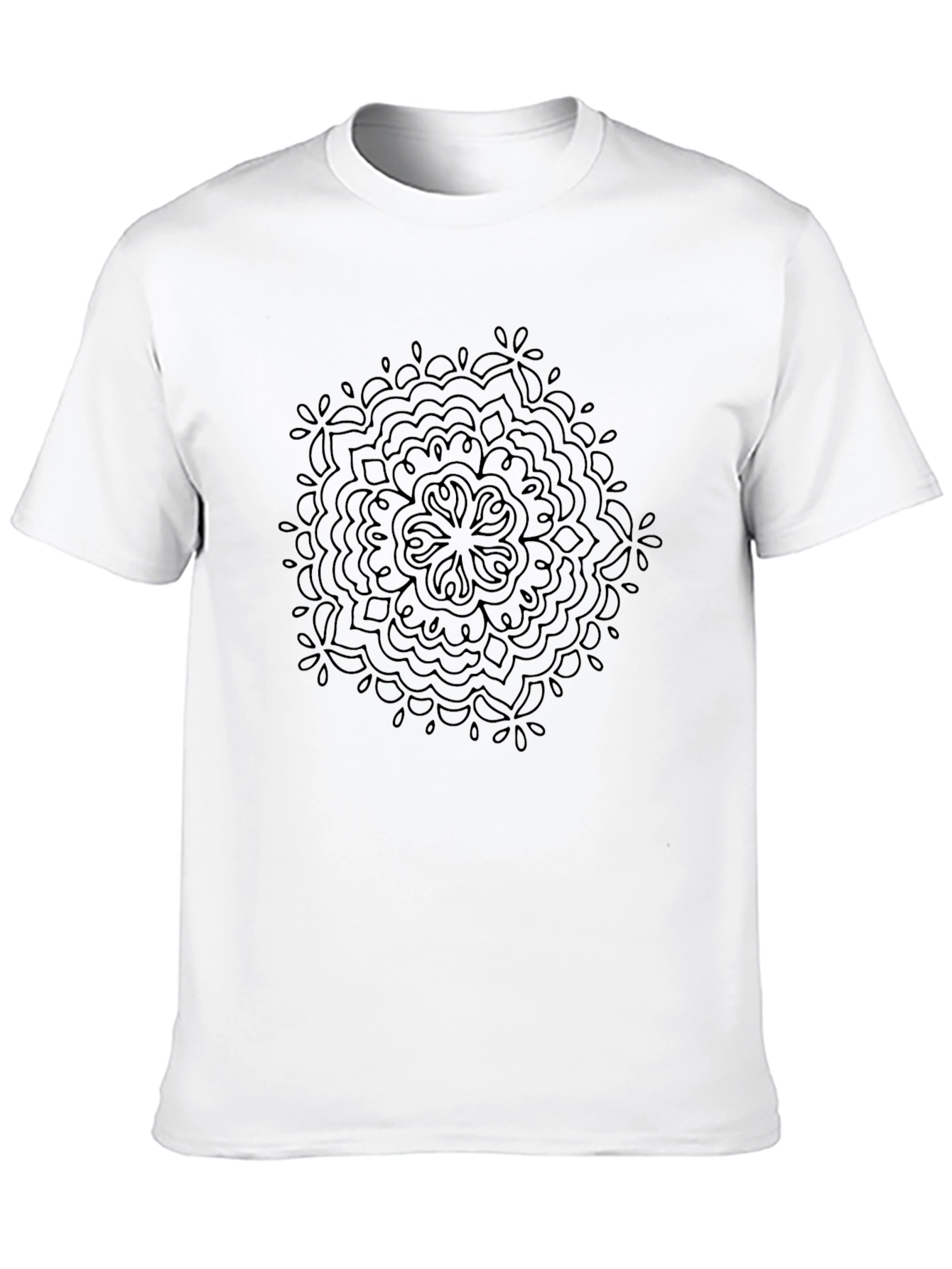 Camiseta Negra Mandala Diseño Casual Hombre
