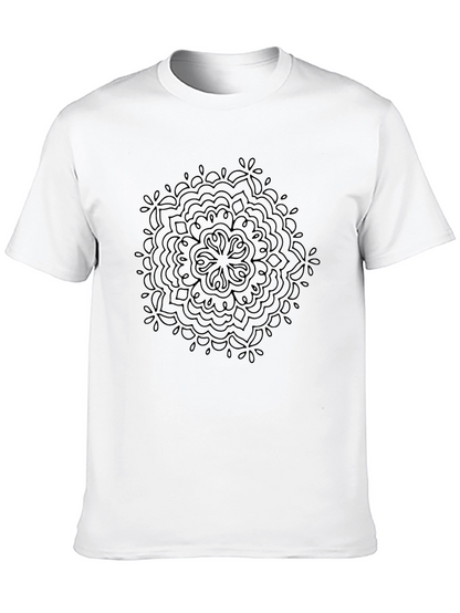 Camiseta Negra Mandala Diseño Casual Hombre