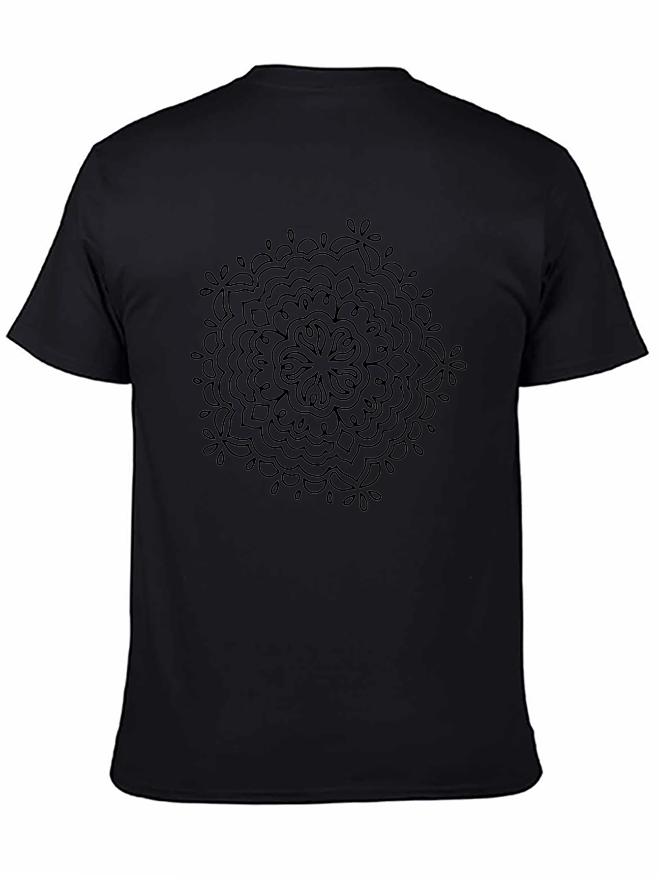 Camiseta Negra Mandala Diseño Casual Hombre