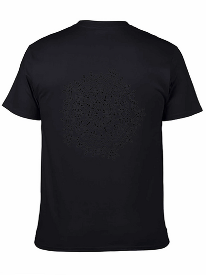 Camiseta Negra Mandala Diseño Casual Hombre