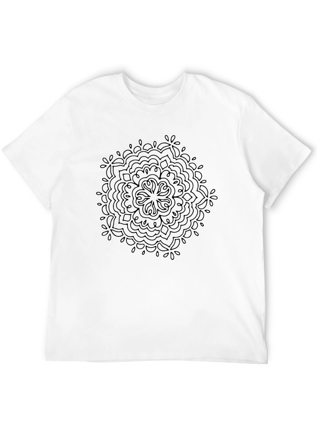Camiseta Negra Mandala Diseño Casual Hombre
