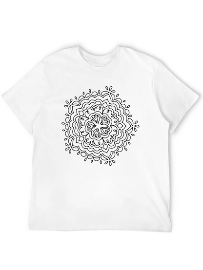 Camiseta Negra Mandala Diseño Casual Hombre