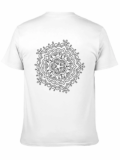 Camiseta Negra Mandala Diseño Casual Hombre