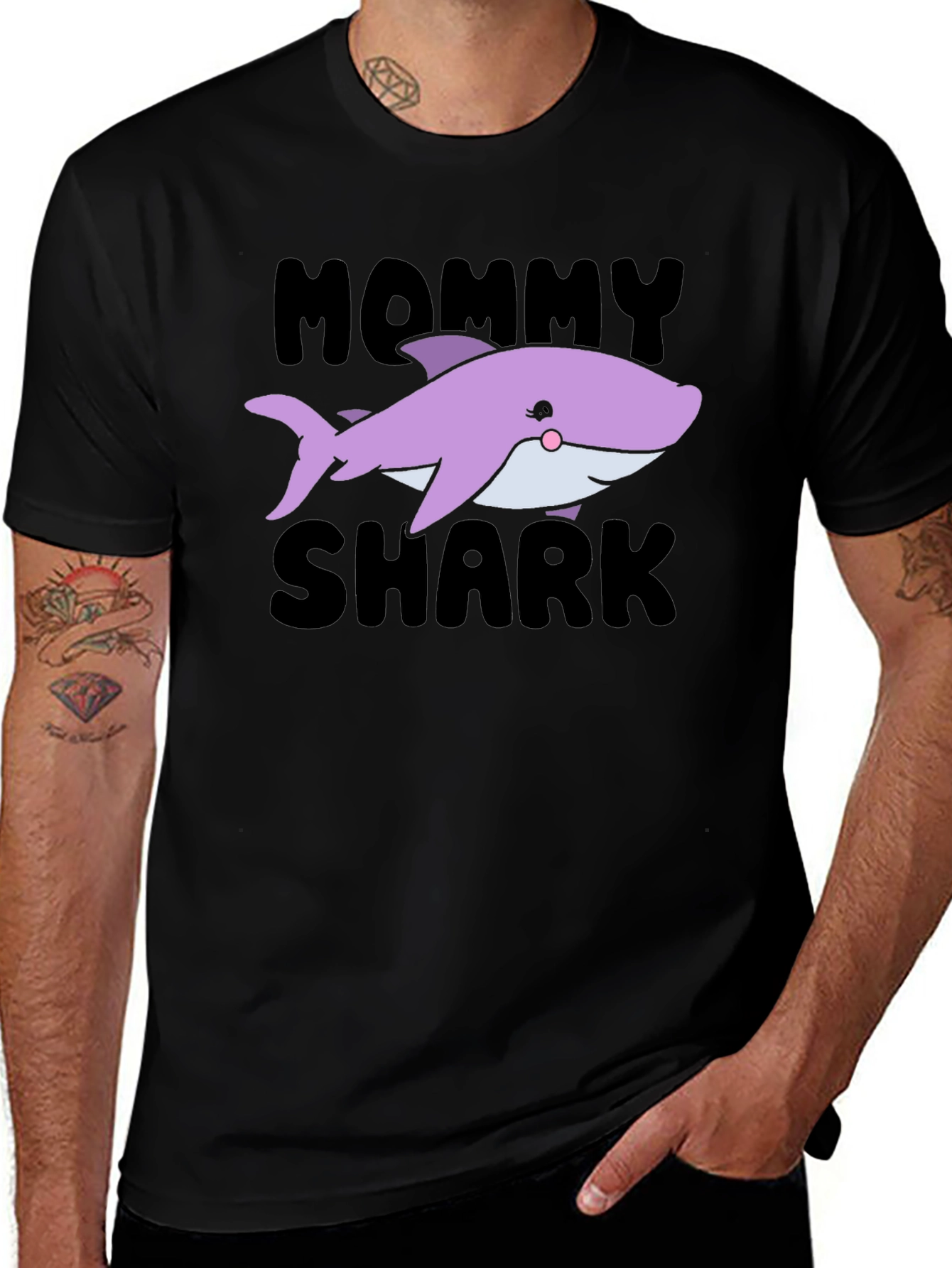 Camiseta Negra Mommy Shark para Mujer