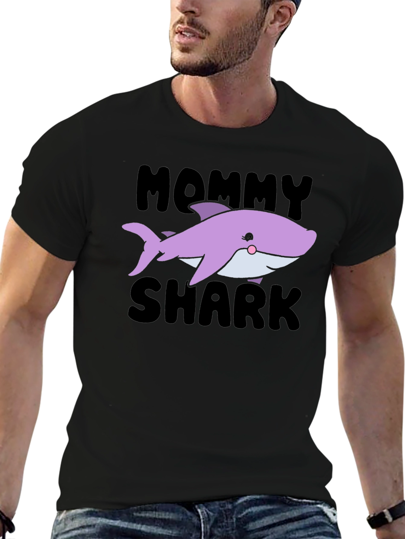Camiseta Negra Mommy Shark para Mujer