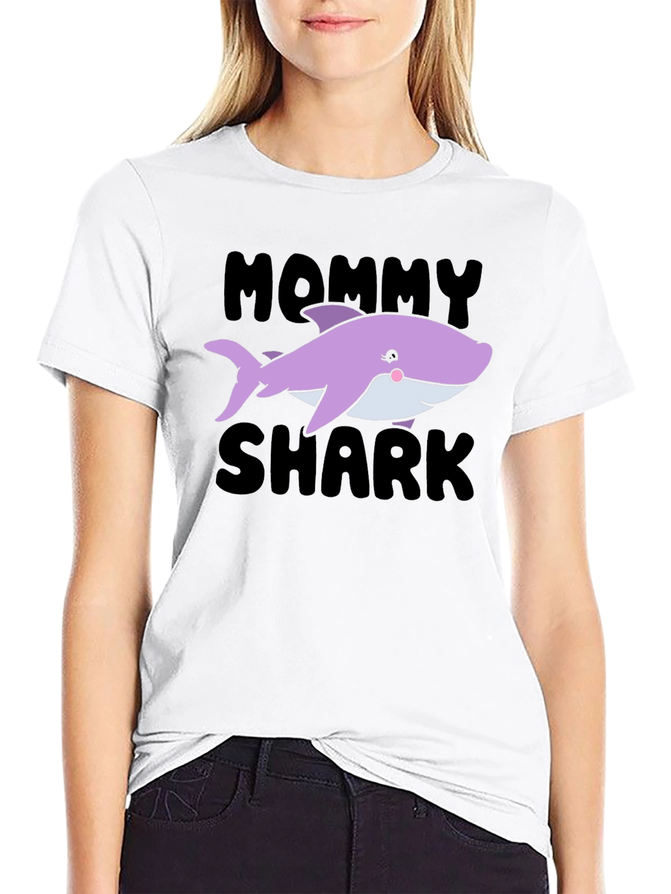 Camiseta Negra Mommy Shark para Mujer
