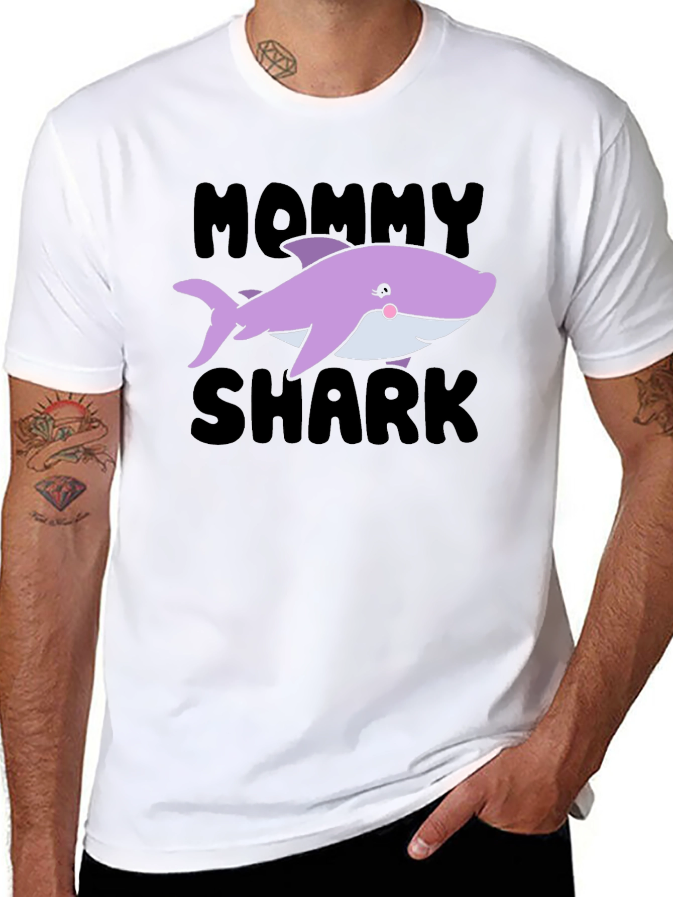 Camiseta Negra Mommy Shark para Mujer