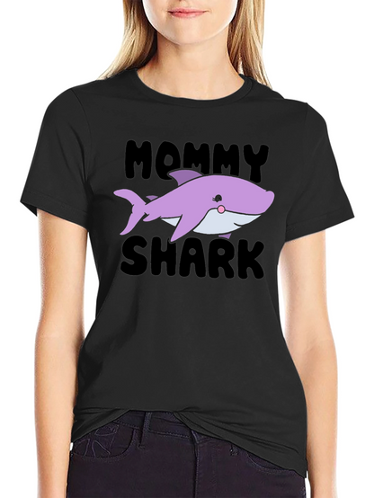 Camiseta Negra Mommy Shark para Mujer