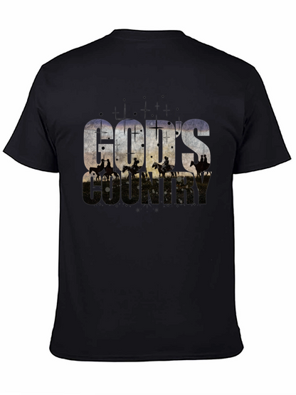 Camiseta Negra Gods Country Estampada